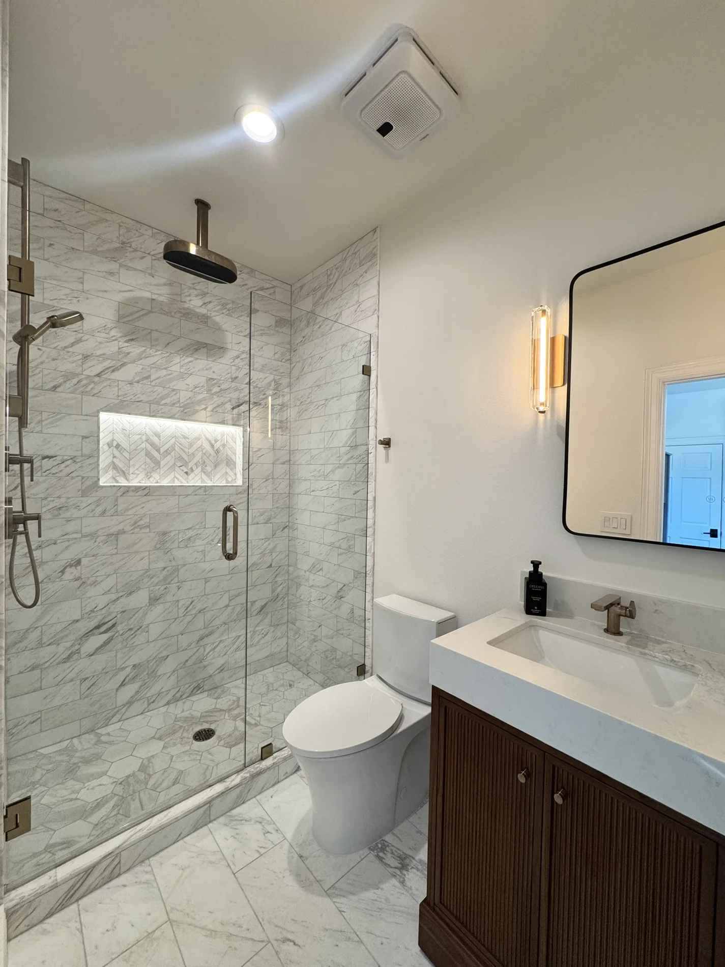 Custom marble tile shower