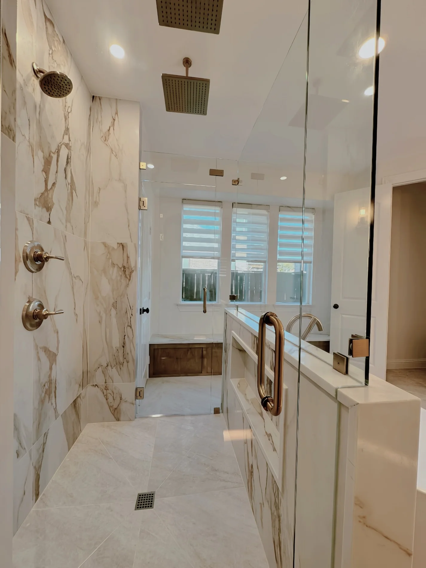 Inside custom glass shower